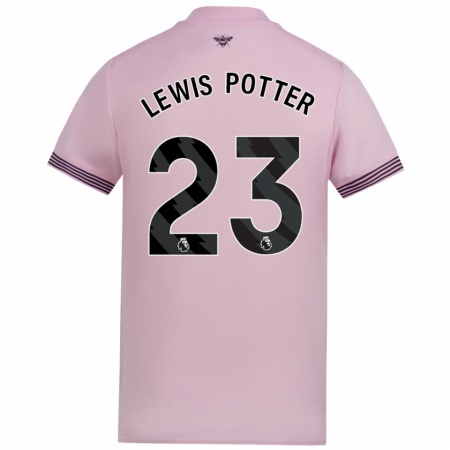 Kandiny Gyermek Keane Lewis-Potter #23 Rózsaszín Idegenbeli Jersey 2024/25 Mez Póló Ing