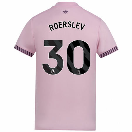 Kandiny Gyermek Mads Roerslev #30 Rózsaszín Idegenbeli Jersey 2024/25 Mez Póló Ing