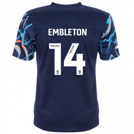 Kandiny Gyermek Elliot Embleton #14 Sötétkék Idegenbeli Jersey 2024/25 Mez Póló Ing