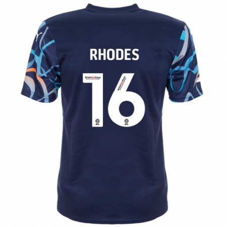 Kandiny Gyermek Jordan Rhodes #16 Sötétkék Idegenbeli Jersey 2024/25 Mez Póló Ing