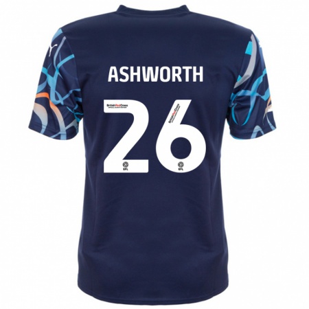 Kandiny Gyermek Zac Ashworth #26 Sötétkék Idegenbeli Jersey 2024/25 Mez Póló Ing