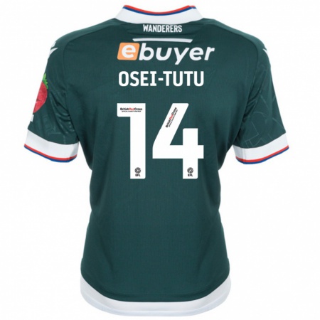 Kandiny Gyermek Jordi Osei-Tutu #14 Sötétzöld Idegenbeli Jersey 2024/25 Mez Póló Ing