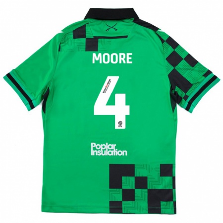 Kandiny Gyermek Taylor Moore #4 Zöld Fekete Idegenbeli Jersey 2024/25 Mez Póló Ing