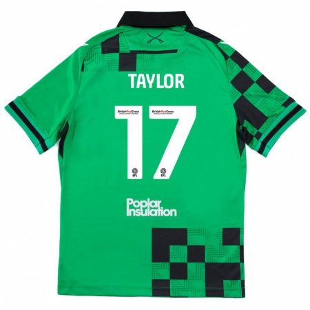 Kandiny Gyermek Connor Taylor #17 Zöld Fekete Idegenbeli Jersey 2024/25 Mez Póló Ing