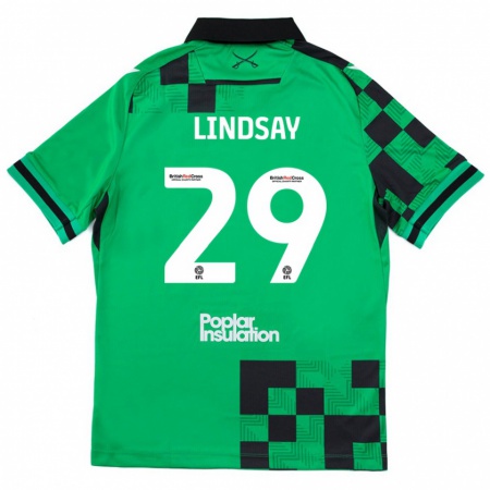 Kandiny Gyermek Jamie Lindsay #29 Zöld Fekete Idegenbeli Jersey 2024/25 Mez Póló Ing