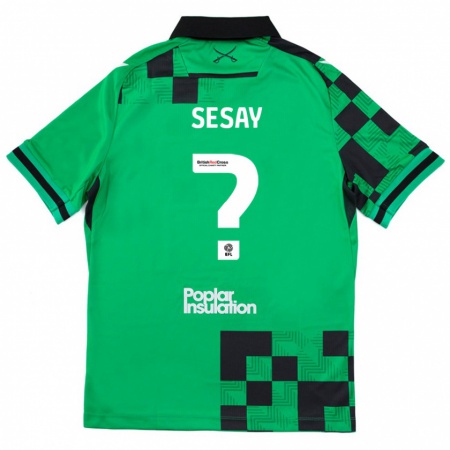 Kandiny Gyermek Malik Sesay #0 Zöld Fekete Idegenbeli Jersey 2024/25 Mez Póló Ing