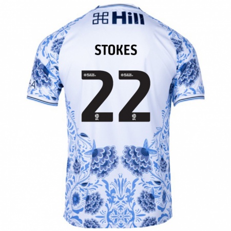 Kandiny Gyermek Josh Stokes #22 Fehér Kék Idegenbeli Jersey 2024/25 Mez Póló Ing