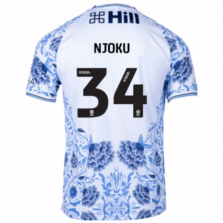 Kandiny Gyermek Brandon Njoku #34 Fehér Kék Idegenbeli Jersey 2024/25 Mez Póló Ing