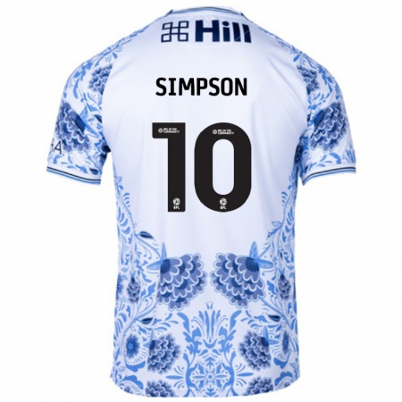 Kandiny Gyermek Harley-Jean Simpson #10 Fehér Kék Idegenbeli Jersey 2024/25 Mez Póló Ing