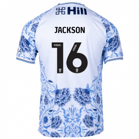 Kandiny Gyermek Abbie Jackson #16 Fehér Kék Idegenbeli Jersey 2024/25 Mez Póló Ing