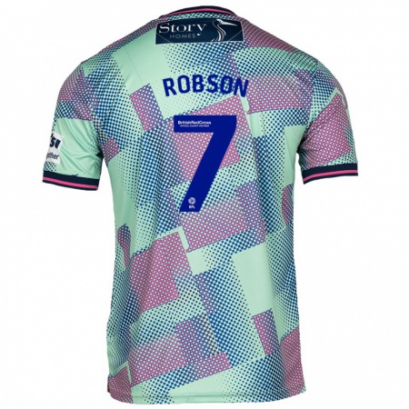 Kandiny Gyermek Ethan Robson #7 Zöld Idegenbeli Jersey 2024/25 Mez Póló Ing