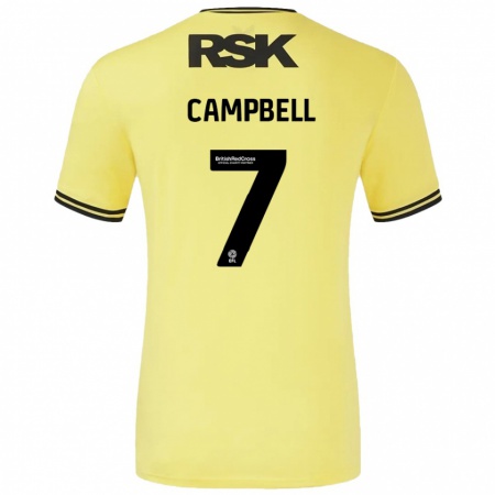 Kandiny Gyermek Tyreece Campbell #7 Sárga Fekete Idegenbeli Jersey 2024/25 Mez Póló Ing