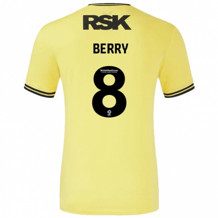 Kandiny Gyermek Luke Berry #8 Sárga Fekete Idegenbeli Jersey 2024/25 Mez Póló Ing