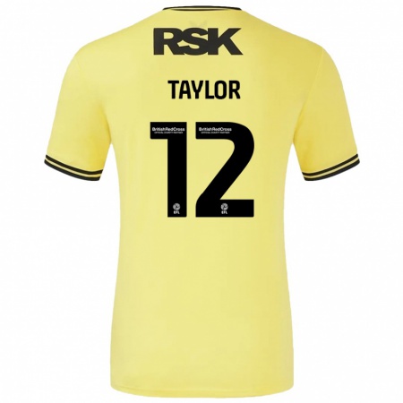 Kandiny Gyermek Terry Taylor #12 Sárga Fekete Idegenbeli Jersey 2024/25 Mez Póló Ing