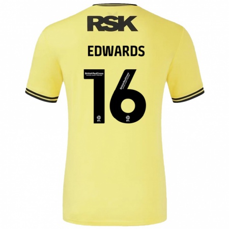 Kandiny Gyermek Josh Edwards #16 Sárga Fekete Idegenbeli Jersey 2024/25 Mez Póló Ing