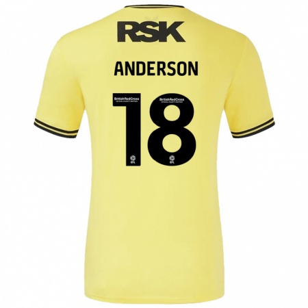 Kandiny Gyermek Karoy Anderson #18 Sárga Fekete Idegenbeli Jersey 2024/25 Mez Póló Ing