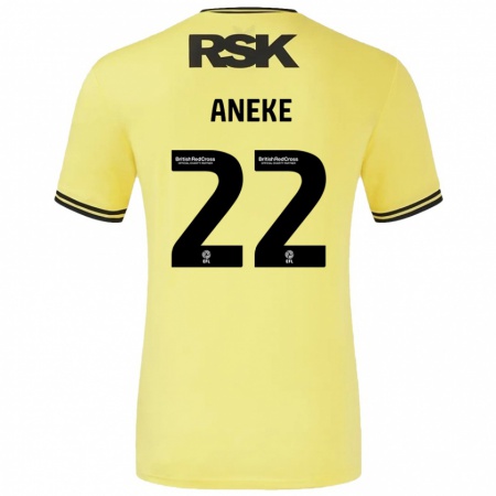 Kandiny Gyermek Chuks Aneke #22 Sárga Fekete Idegenbeli Jersey 2024/25 Mez Póló Ing