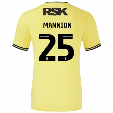 Kandiny Gyermek Will Mannion #25 Sárga Fekete Idegenbeli Jersey 2024/25 Mez Póló Ing