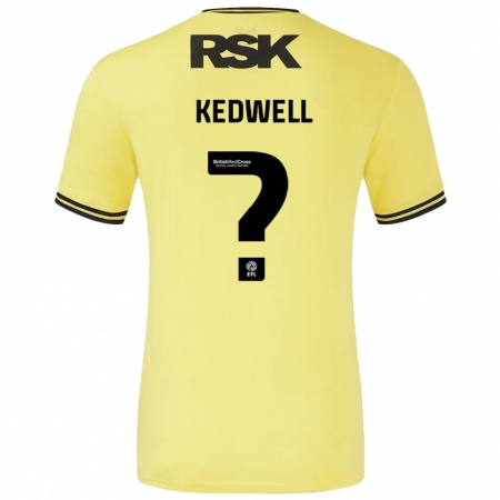 Kandiny Gyermek Harvey Kedwell #0 Sárga Fekete Idegenbeli Jersey 2024/25 Mez Póló Ing