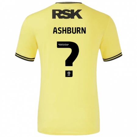 Kandiny Gyermek Luke Ashburn #0 Sárga Fekete Idegenbeli Jersey 2024/25 Mez Póló Ing