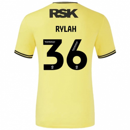 Kandiny Gyermek Henry Rylah #36 Sárga Fekete Idegenbeli Jersey 2024/25 Mez Póló Ing