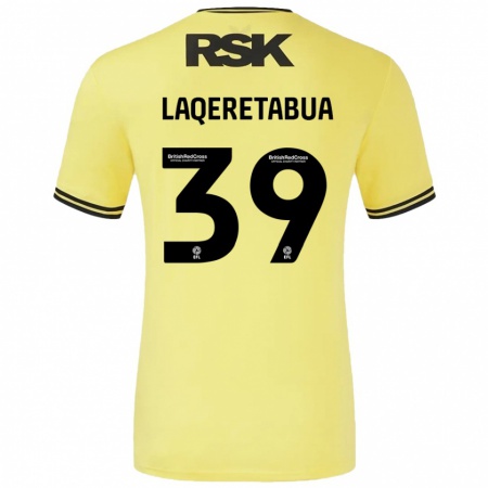 Kandiny Gyermek Josh Laqeretabua #39 Sárga Fekete Idegenbeli Jersey 2024/25 Mez Póló Ing