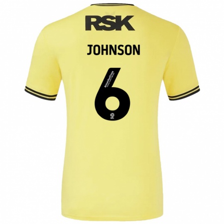 Kandiny Gyermek Melissa Johnson #6 Sárga Fekete Idegenbeli Jersey 2024/25 Mez Póló Ing