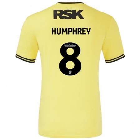 Kandiny Gyermek Carla Humphrey #8 Sárga Fekete Idegenbeli Jersey 2024/25 Mez Póló Ing