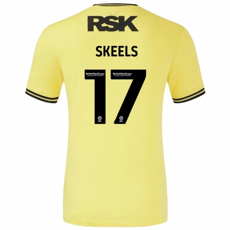 Kandiny Gyermek Kiera Skeels #17 Sárga Fekete Idegenbeli Jersey 2024/25 Mez Póló Ing