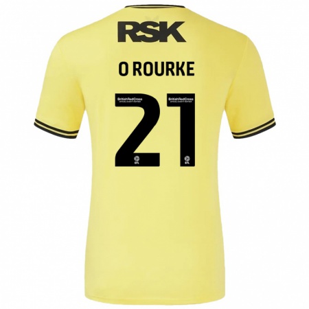 Kandiny Gyermek Sophie O'rourke #21 Sárga Fekete Idegenbeli Jersey 2024/25 Mez Póló Ing