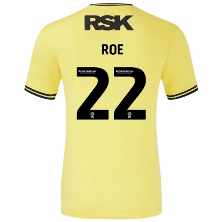 Kandiny Gyermek Bethan Roe #22 Sárga Fekete Idegenbeli Jersey 2024/25 Mez Póló Ing