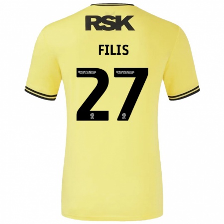 Kandiny Gyermek Melisa Filis #27 Sárga Fekete Idegenbeli Jersey 2024/25 Mez Póló Ing