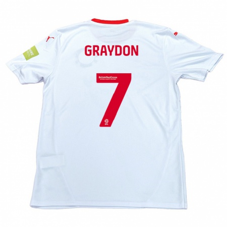 Kandiny Gyermek Ryan Graydon #7 Fehér Idegenbeli Jersey 2024/25 Mez Póló Ing