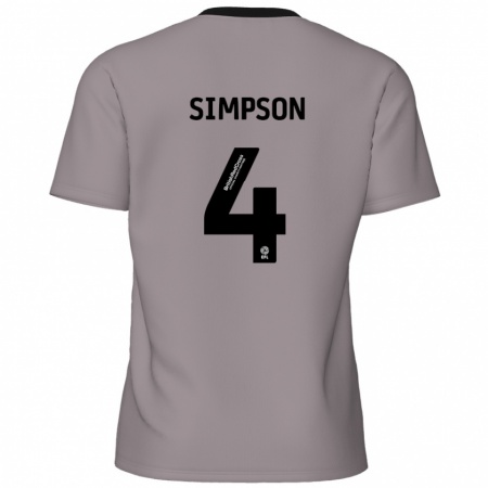 Kandiny Gyermek Jack Simpson #4 Szürke Idegenbeli Jersey 2024/25 Mez Póló Ing