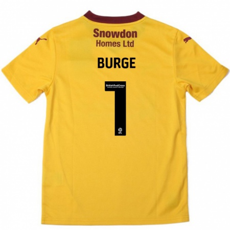 Kandiny Gyermek Lee Burge #1 Narancssárga Burgundi Idegenbeli Jersey 2024/25 Mez Póló Ing