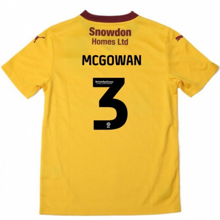 Kandiny Gyermek Aaron Mcgowan #3 Narancssárga Burgundi Idegenbeli Jersey 2024/25 Mez Póló Ing