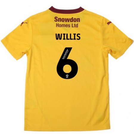 Kandiny Gyermek Jordan Willis #6 Narancssárga Burgundi Idegenbeli Jersey 2024/25 Mez Póló Ing