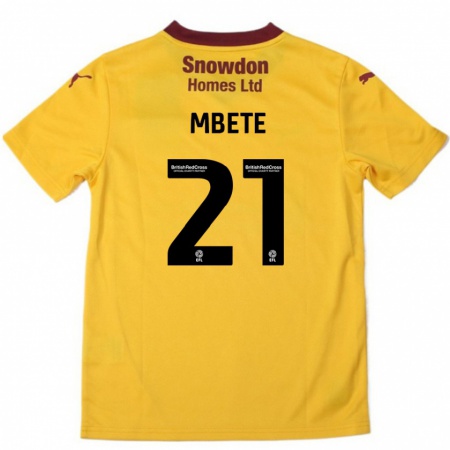 Kandiny Gyermek Luke Mbete #21 Narancssárga Burgundi Idegenbeli Jersey 2024/25 Mez Póló Ing