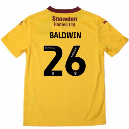 Kandiny Gyermek Jack Baldwin #26 Narancssárga Burgundi Idegenbeli Jersey 2024/25 Mez Póló Ing