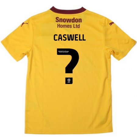 Kandiny Gyermek Jordan Caswell #0 Narancssárga Burgundi Idegenbeli Jersey 2024/25 Mez Póló Ing