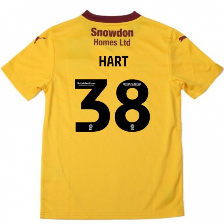 Kandiny Gyermek Jamari Hart #38 Narancssárga Burgundi Idegenbeli Jersey 2024/25 Mez Póló Ing