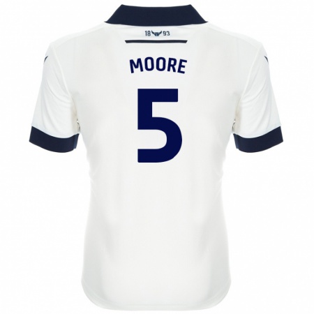 Kandiny Gyermek Elliott Moore #5 Fehér Sötétkék Idegenbeli Jersey 2024/25 Mez Póló Ing