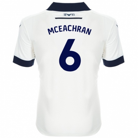 Kandiny Gyermek Josh Mceachran #6 Fehér Sötétkék Idegenbeli Jersey 2024/25 Mez Póló Ing