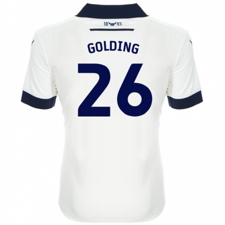 Kandiny Gyermek James Golding #26 Fehér Sötétkék Idegenbeli Jersey 2024/25 Mez Póló Ing