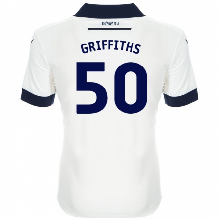 Kandiny Gyermek Louis Griffiths #50 Fehér Sötétkék Idegenbeli Jersey 2024/25 Mez Póló Ing