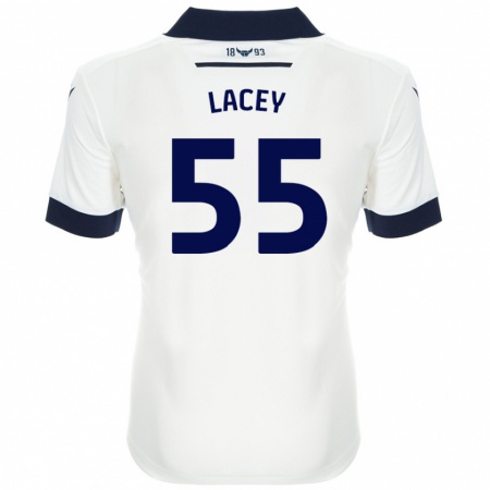 Kandiny Gyermek Aaron Lacey #55 Fehér Sötétkék Idegenbeli Jersey 2024/25 Mez Póló Ing