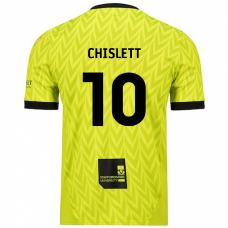 Kandiny Gyermek Ethan Chislett #10 Fluoreszkáló Zöld Idegenbeli Jersey 2024/25 Mez Póló Ing