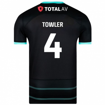 Kandiny Gyermek Ryley Towler #4 Fekete Idegenbeli Jersey 2024/25 Mez Póló Ing