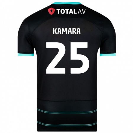 Kandiny Gyermek Abdoulaye Kamara #25 Fekete Idegenbeli Jersey 2024/25 Mez Póló Ing