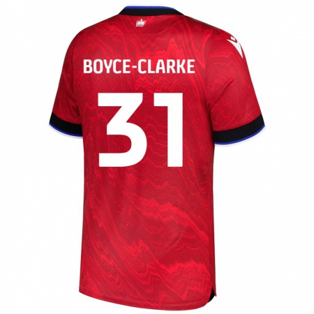 Kandiny Gyermek Coniah Boyce-Clarke #31 Piros Fekete Idegenbeli Jersey 2024/25 Mez Póló Ing